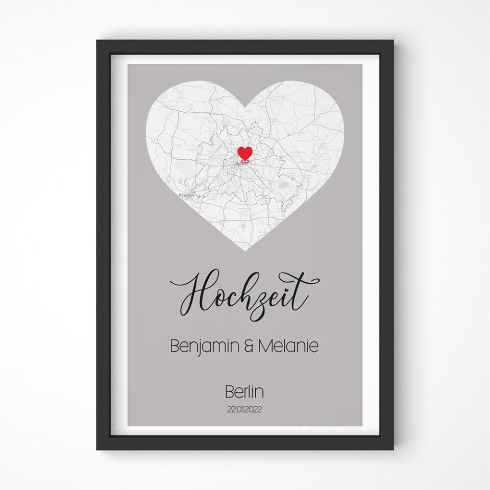 Personalisiertes Kartenbild Hochzeit • Ort & Datum eurer Liebe • Geschenk zur Trauung oder zum Kennenlernen