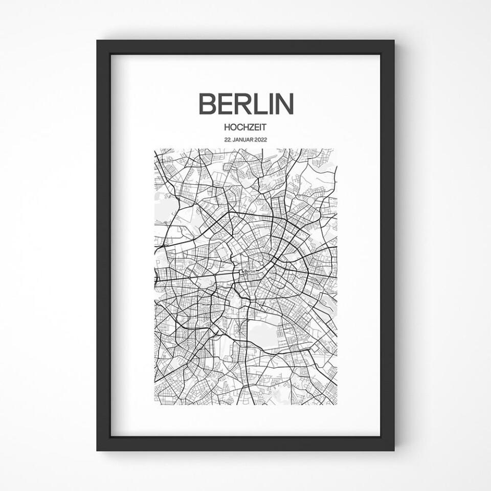Personalisierter Stadtplan als Poster • Stadtname & Wunschtext mit Datum • Geschenk zur Hochzeit, Jahrestag oder als Erinnerung an einen Ort