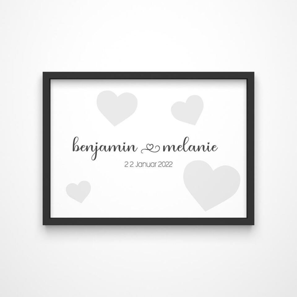 Personalisiertes Hochzeitsposter mit Namen und Datum • Modernes Erinnerungsbild zur Trauung • Geschenk für Brautpaar & Hochzeitsdeko