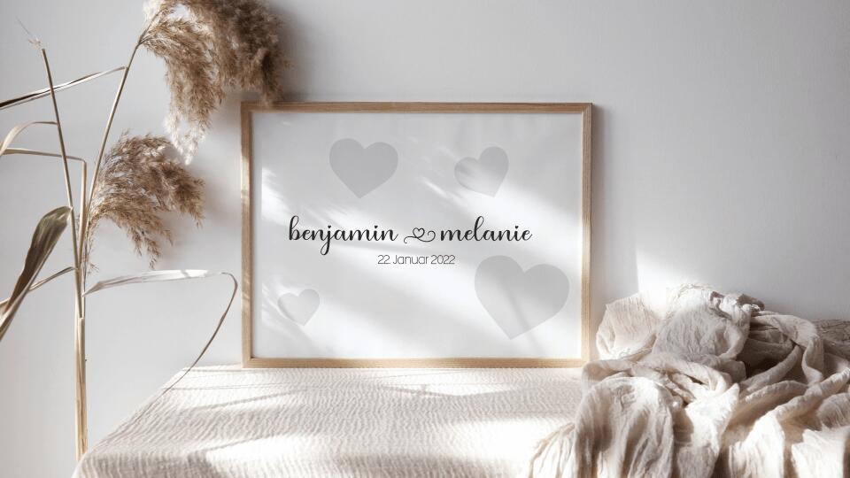 Personalisiertes Hochzeitsposter mit Namen und Datum • Modernes Erinnerungsbild zur Trauung • Geschenk für Brautpaar & Hochzeitsdeko