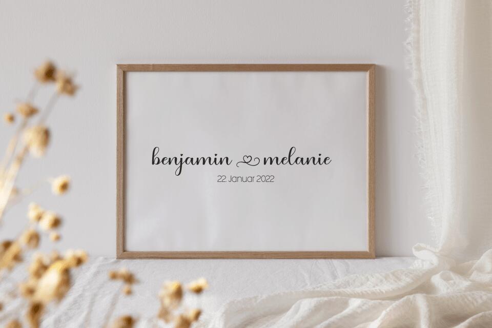 Personalisiertes Hochzeitsposter mit Namen und Datum • Modernes Erinnerungsbild zur Trauung • Geschenk für Brautpaar & Hochzeitsdeko