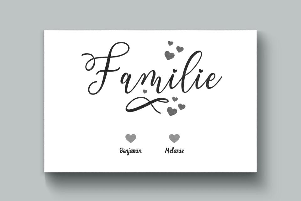 Personalisiertes Familienbild mit Herz und Namen • Hund und Katze • Geschenk für Familie • Individuelles Familienposter Haustier
