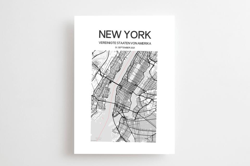 Personalisierter Stadtplan als Poster • Stadtname & Wunschtext mit Datum • Geschenk zur Hochzeit, Jahrestag oder als Erinnerung an einen Ort
