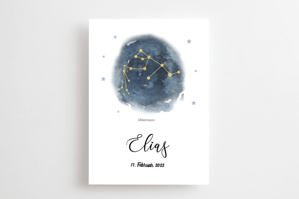 Personalisiertes Sternzeichen Bild zur Geburt • Sternbild Poster mit Name und Datum • Geschenk fürs Baby und moderne Kinderzimmer Deko