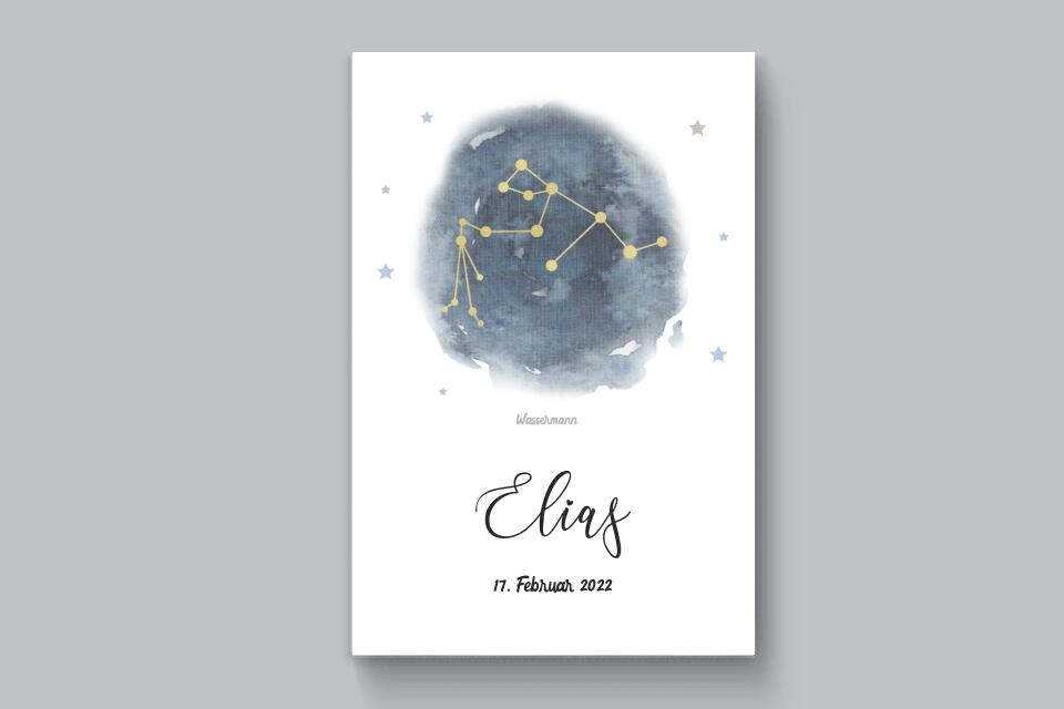 Personalisiertes Sternzeichen Bild zur Geburt • Sternbild Poster mit Name und Datum • Geschenk fürs Baby und moderne Kinderzimmer Deko