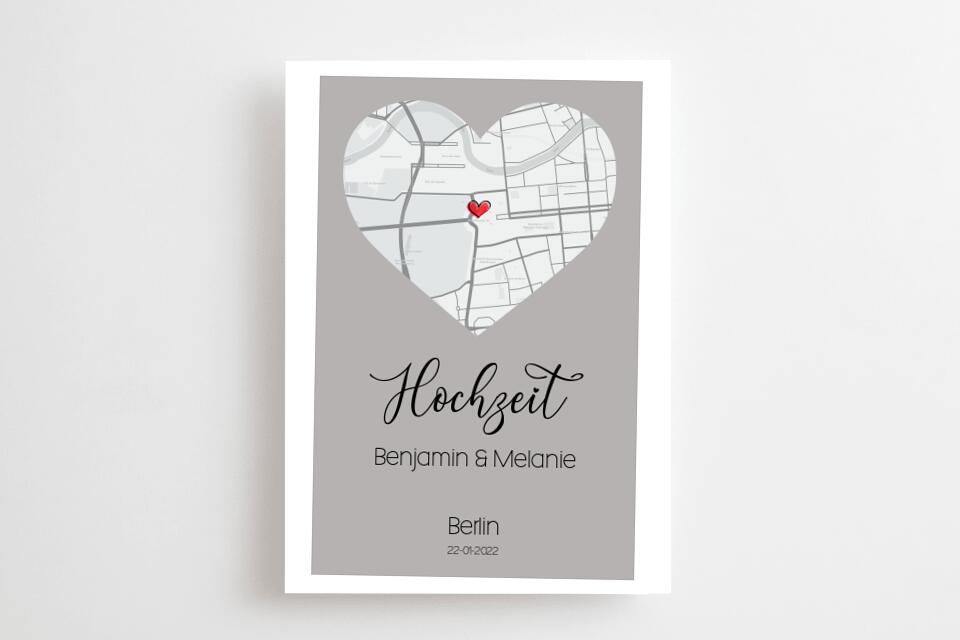 Personalisiertes Kartenbild Hochzeit • Ort & Datum eurer Liebe • Geschenk zur Trauung oder zum Kennenlernen