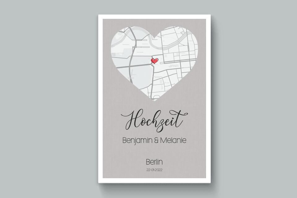 Personalisiertes Kartenbild Hochzeit • Ort & Datum eurer Liebe • Geschenk zur Trauung oder zum Kennenlernen
