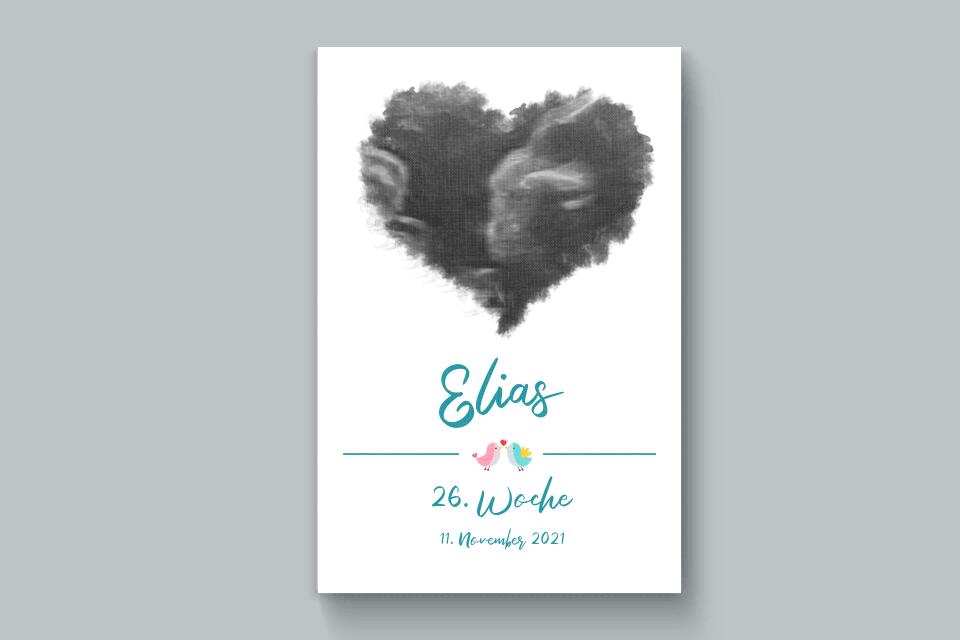 Ultraschall Bild personalisiert • Baby Andenken mit Foto in Herzform • Name und Datum • Geschenk für werdende Eltern