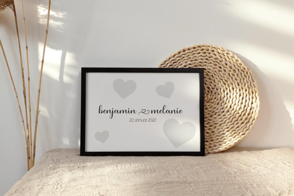 Personalisiertes Hochzeitsposter mit Namen und Datum • Modernes Erinnerungsbild zur Trauung • Geschenk für Brautpaar & Hochzeitsdeko