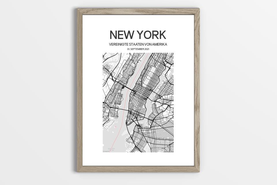 Personalisierter Stadtplan als Poster • Stadtname & Wunschtext mit Datum • Geschenk zur Hochzeit, Jahrestag oder als Erinnerung an einen Ort