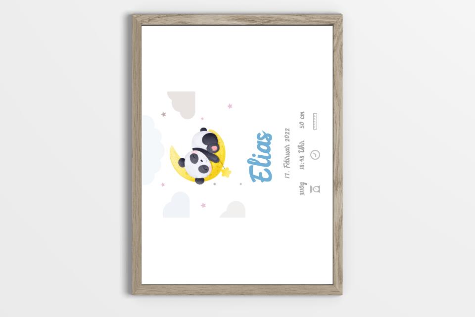 Personalisiertes Geburtsbild mit Tiermotiv • Baby Poster mit Namen & Geburtsdaten • Geschenk zur Geburt oder Taufe