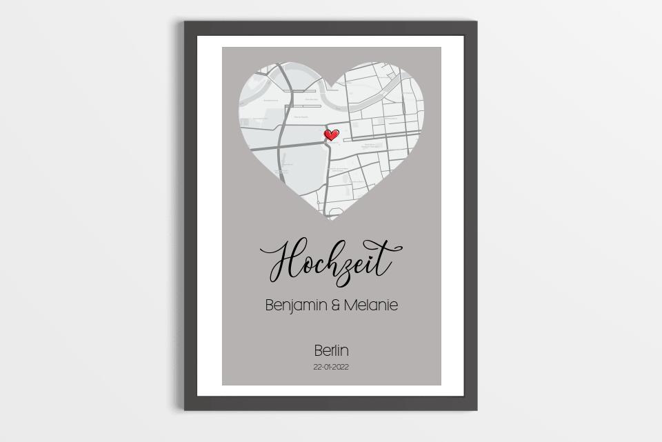 Personalisiertes Kartenbild Hochzeit • Ort & Datum eurer Liebe • Geschenk zur Trauung oder zum Kennenlernen
