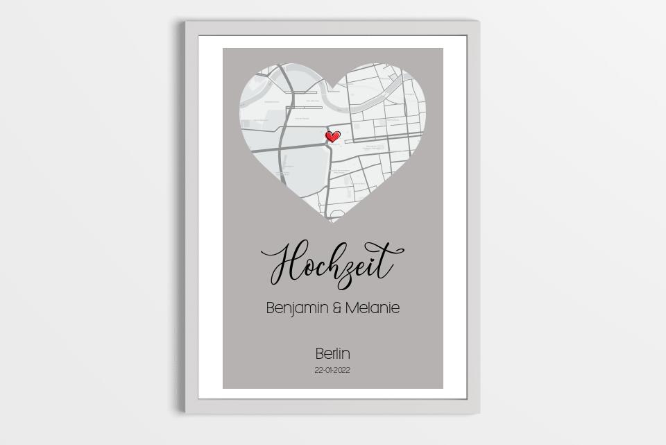 Personalisiertes Kartenbild Hochzeit • Ort & Datum eurer Liebe • Geschenk zur Trauung oder zum Kennenlernen