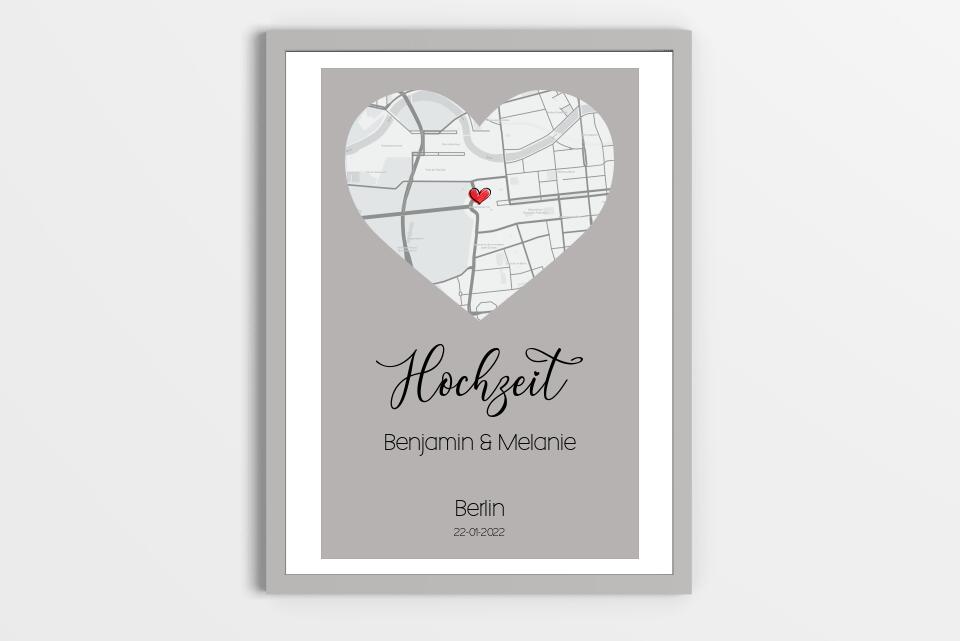 Personalisiertes Kartenbild Hochzeit • Ort & Datum eurer Liebe • Geschenk zur Trauung oder zum Kennenlernen