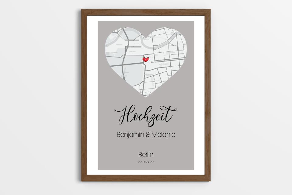 Personalisiertes Kartenbild Hochzeit • Ort & Datum eurer Liebe • Geschenk zur Trauung oder zum Kennenlernen