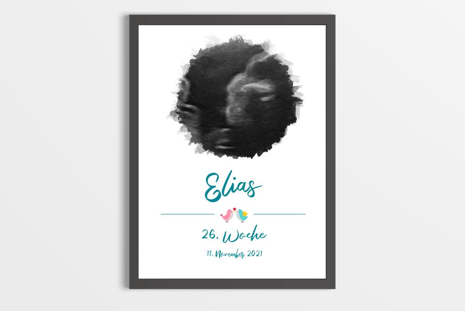 Ultraschallbild personalisiert • Baby Poster mit Foto, Name, Datum und Wunschtext • Geschenk zur Schwangerschaft oder Babyerinnerung