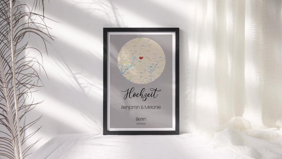 Personalisiertes Kartenbild Hochzeit • Ort & Datum eurer Liebe • Geschenk zur Trauung oder zum Kennenlernen