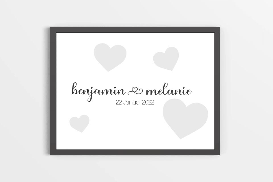 Personalisiertes Hochzeitsposter mit Namen und Datum • Modernes Erinnerungsbild zur Trauung • Geschenk für Brautpaar & Hochzeitsdeko