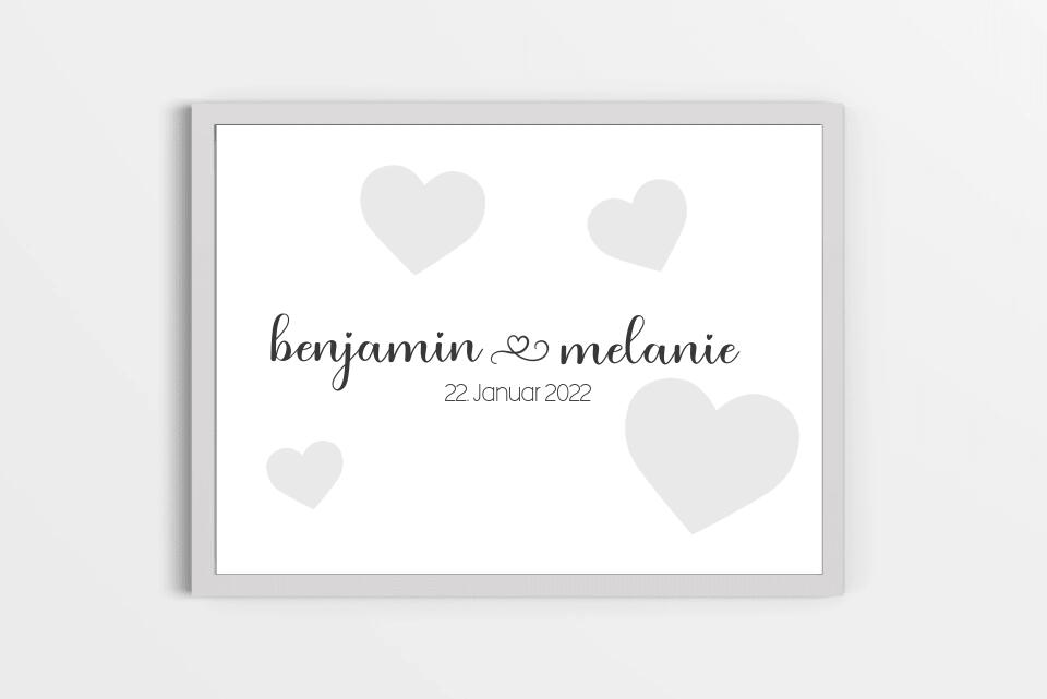 Personalisiertes Hochzeitsposter mit Namen und Datum • Modernes Erinnerungsbild zur Trauung • Geschenk für Brautpaar & Hochzeitsdeko