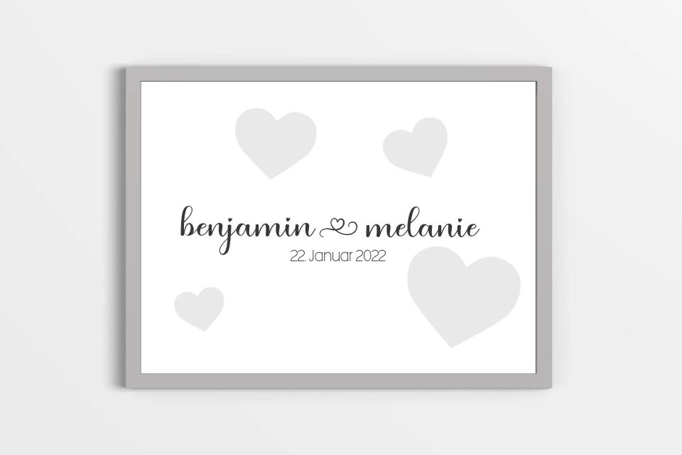 Personalisiertes Hochzeitsposter mit Namen und Datum • Modernes Erinnerungsbild zur Trauung • Geschenk für Brautpaar & Hochzeitsdeko
