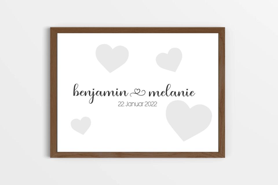 Personalisiertes Hochzeitsposter mit Namen und Datum • Modernes Erinnerungsbild zur Trauung • Geschenk für Brautpaar & Hochzeitsdeko