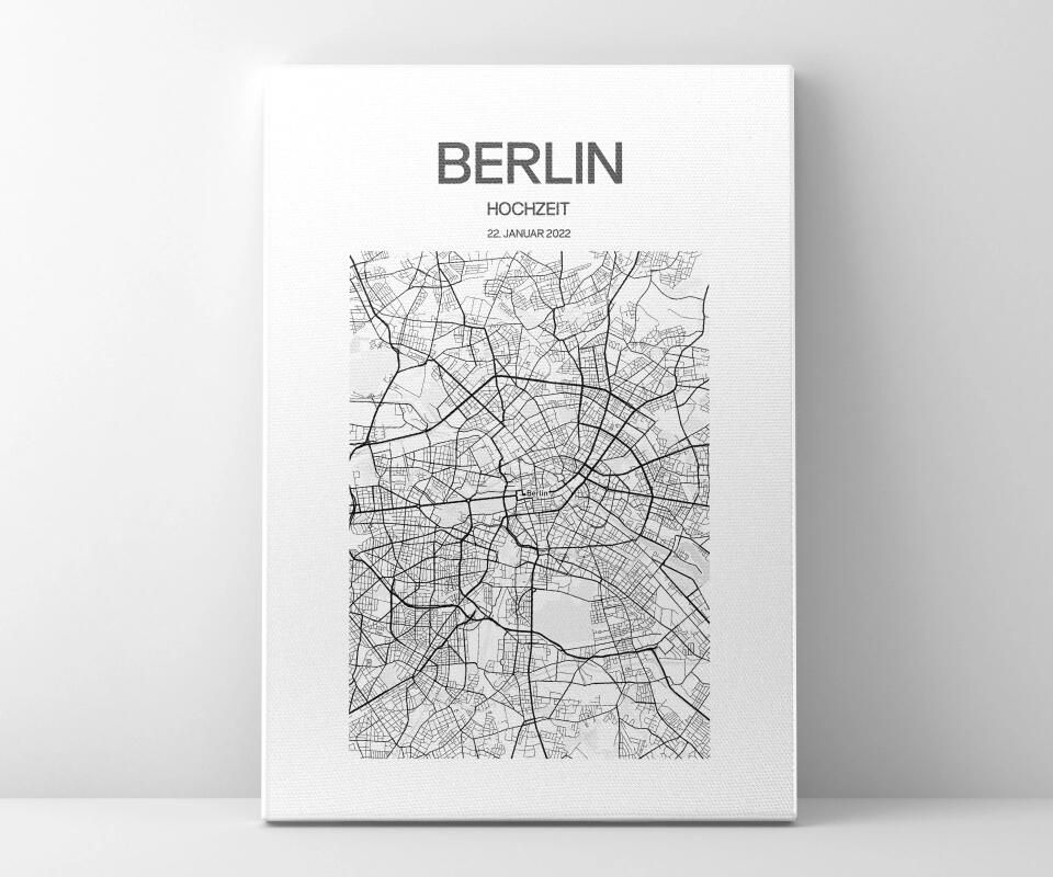 Personalisierter Stadtplan als Poster • Stadtname & Wunschtext mit Datum • Geschenk zur Hochzeit, Jahrestag oder als Erinnerung an einen Ort