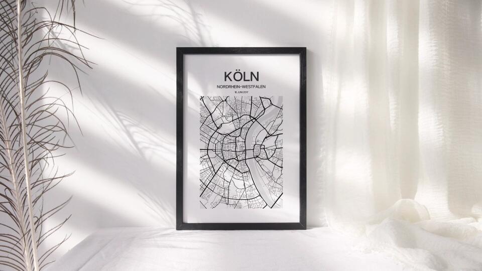 Personalisierter Stadtplan als Poster • Stadtname & Wunschtext mit Datum • Geschenk zur Hochzeit, Jahrestag oder als Erinnerung an einen Ort