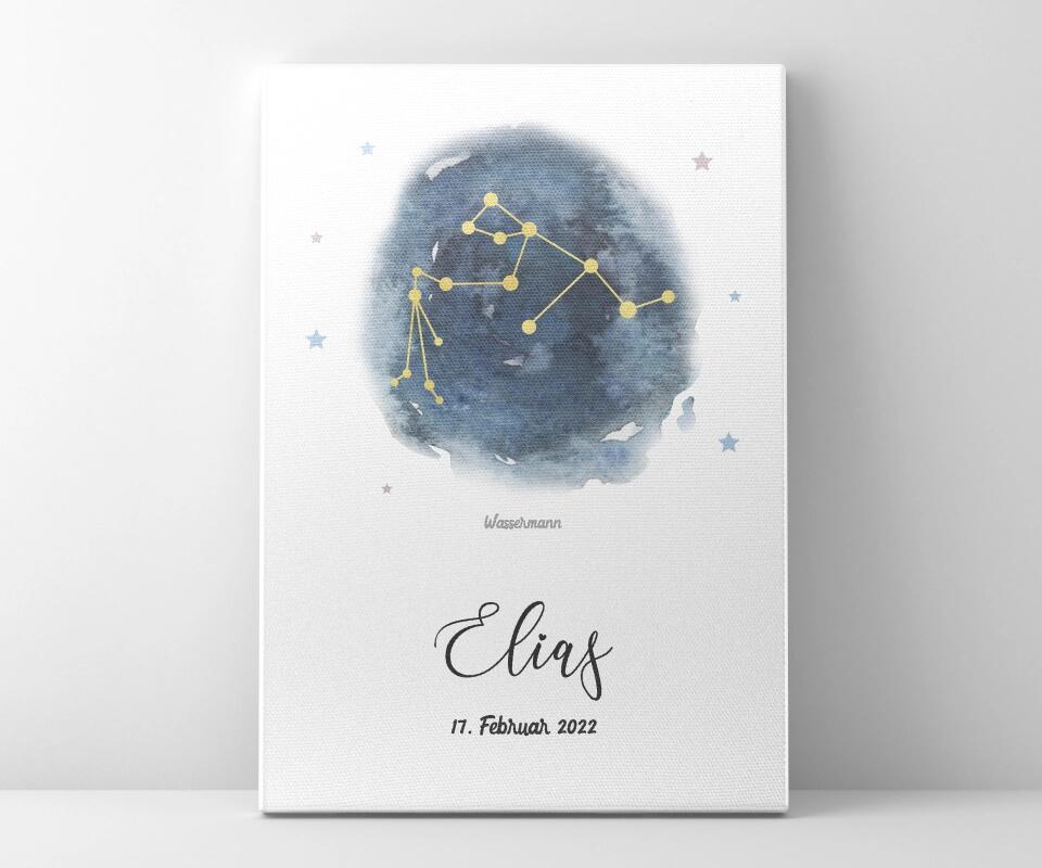 Personalisiertes Sternzeichen Bild zur Geburt • Sternbild Poster mit Name und Datum • Geschenk fürs Baby und moderne Kinderzimmer Deko