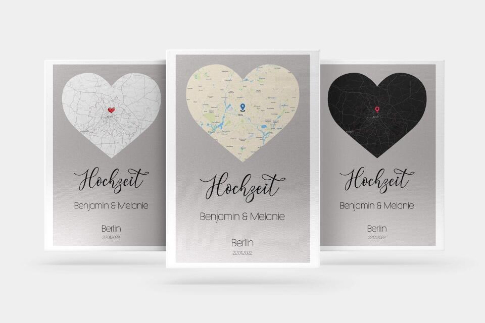 Personalisiertes Kartenbild Hochzeit • Ort & Datum eurer Liebe • Geschenk zur Trauung oder zum Kennenlernen