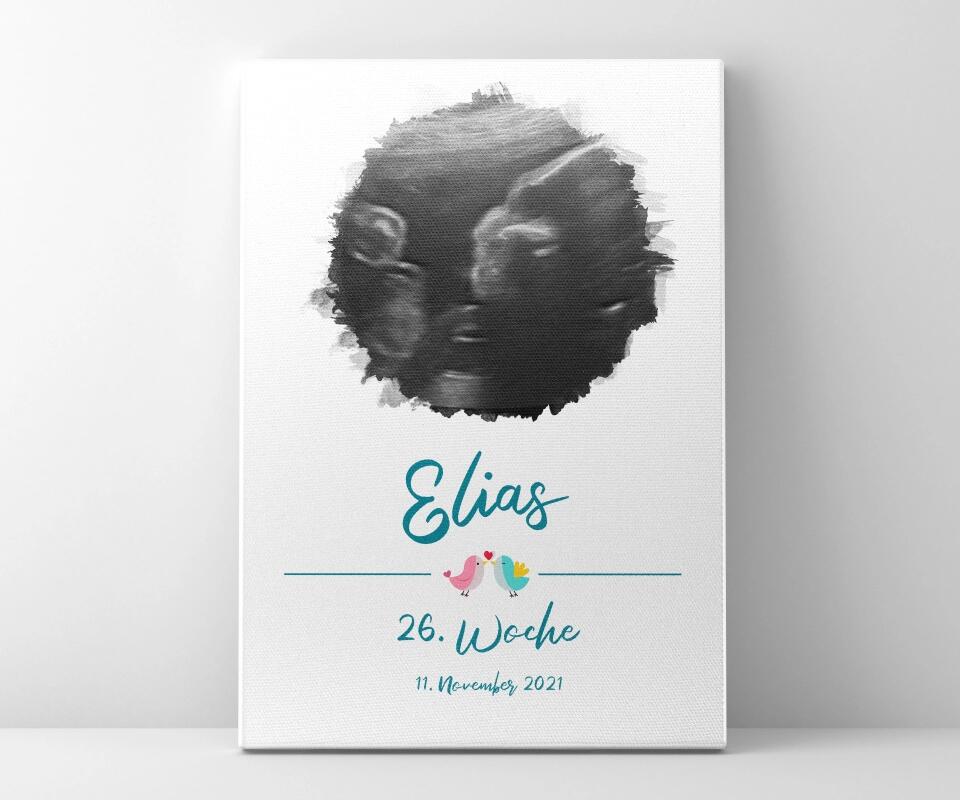 Ultraschallbild personalisiert • Baby Poster mit Foto, Name, Datum und Wunschtext • Geschenk zur Schwangerschaft oder Babyerinnerung