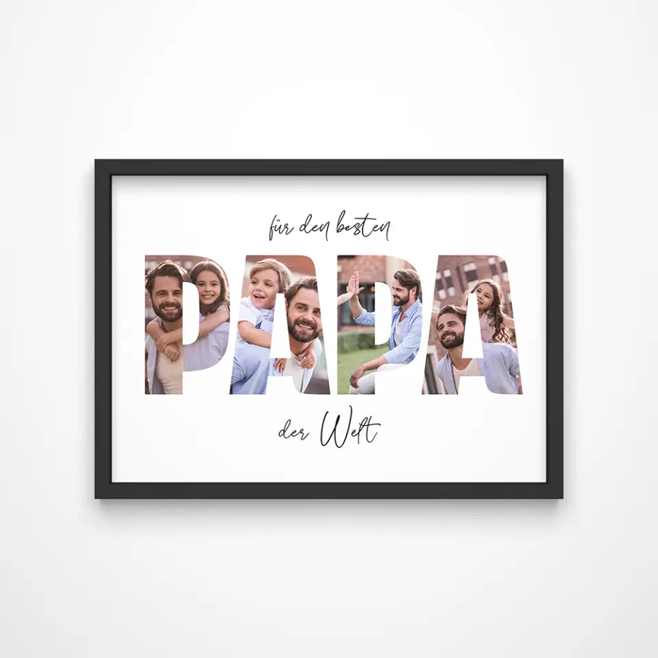 Fotogeschenk Papa personalisiert • Wandbild "Für den besten Papa der Welt" • Fotocollage mit eigenen Bildern • Geschenkidee