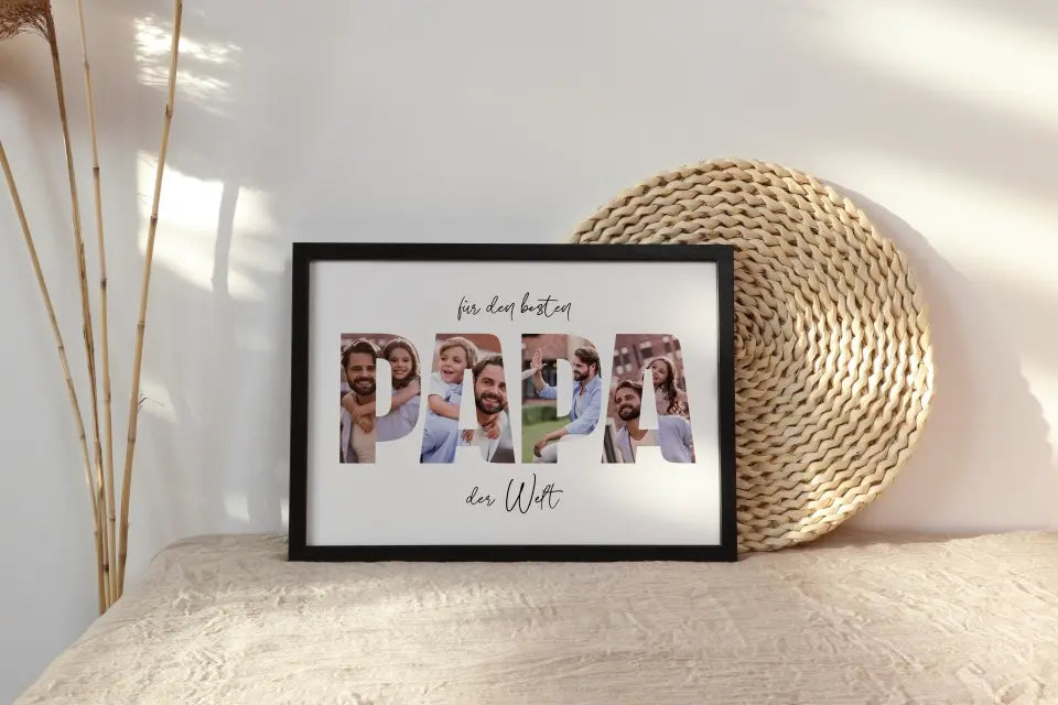 Fotogeschenk Papa personalisiert • Wandbild "Für den besten Papa der Welt" • Fotocollage mit eigenen Bildern • Geschenkidee