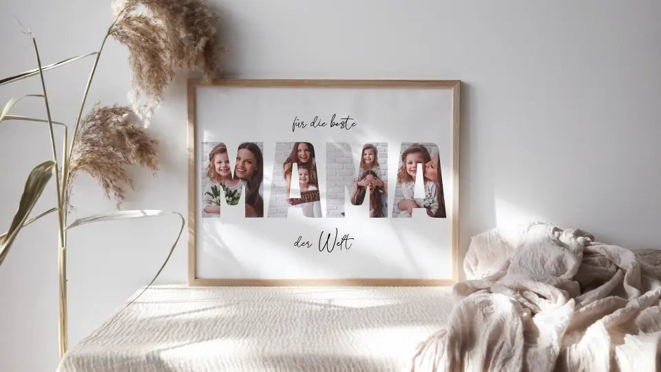 Fotogeschenk Mama personalisiert • Wandbild "Für die beste Mama der Welt" • Fotocollage mit eigenen Bildern • Geschenkidee