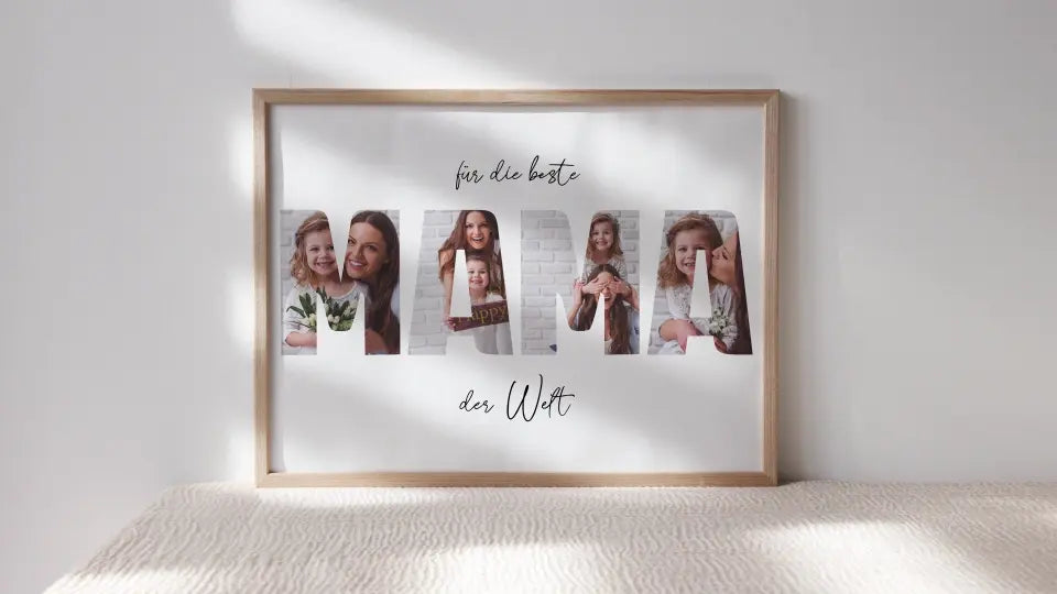 Fotogeschenk Mama personalisiert • Wandbild "Für die beste Mama der Welt" • Fotocollage mit eigenen Bildern • Geschenkidee