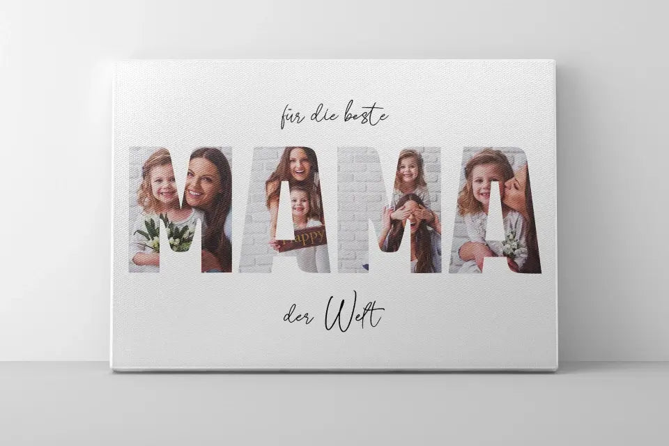 Fotogeschenk Mama personalisiert • Wandbild "Für die beste Mama der Welt" • Fotocollage mit eigenen Bildern • Geschenkidee