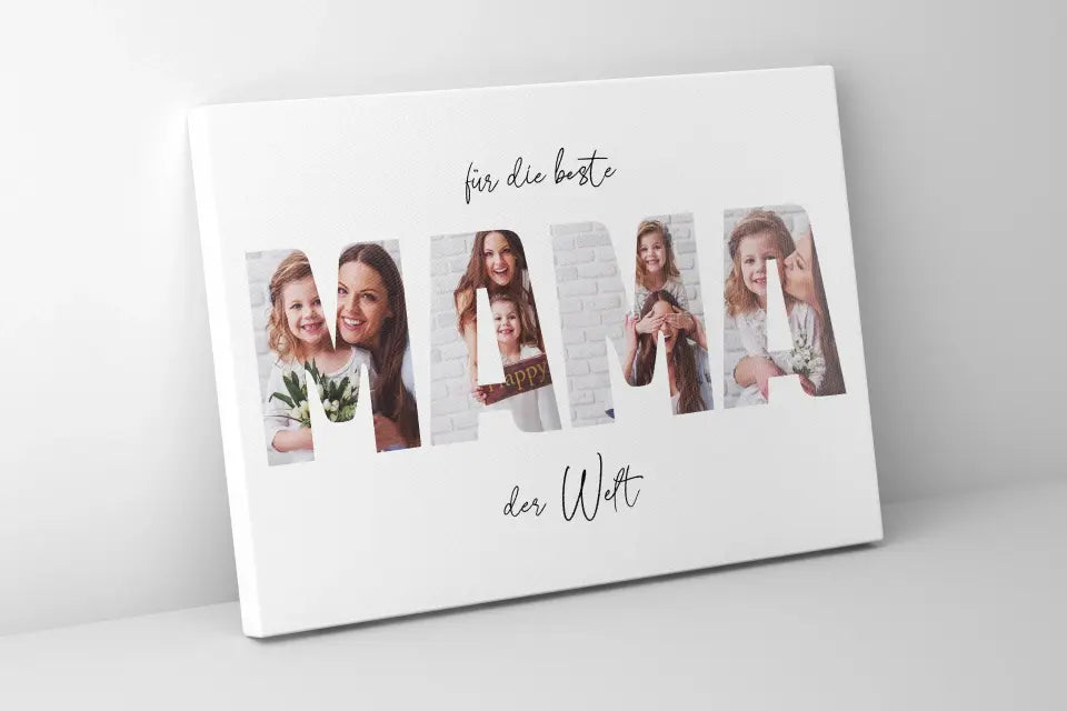 Fotogeschenk Mama personalisiert • Wandbild "Für die beste Mama der Welt" • Fotocollage mit eigenen Bildern • Geschenkidee