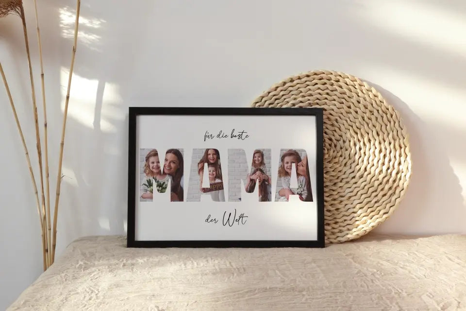 Fotogeschenk Mama personalisiert • Wandbild "Für die beste Mama der Welt" • Fotocollage mit eigenen Bildern • Geschenkidee