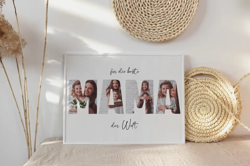 Fotogeschenk Mama personalisiert • Wandbild "Für die beste Mama der Welt" • Fotocollage mit eigenen Bildern • Geschenkidee