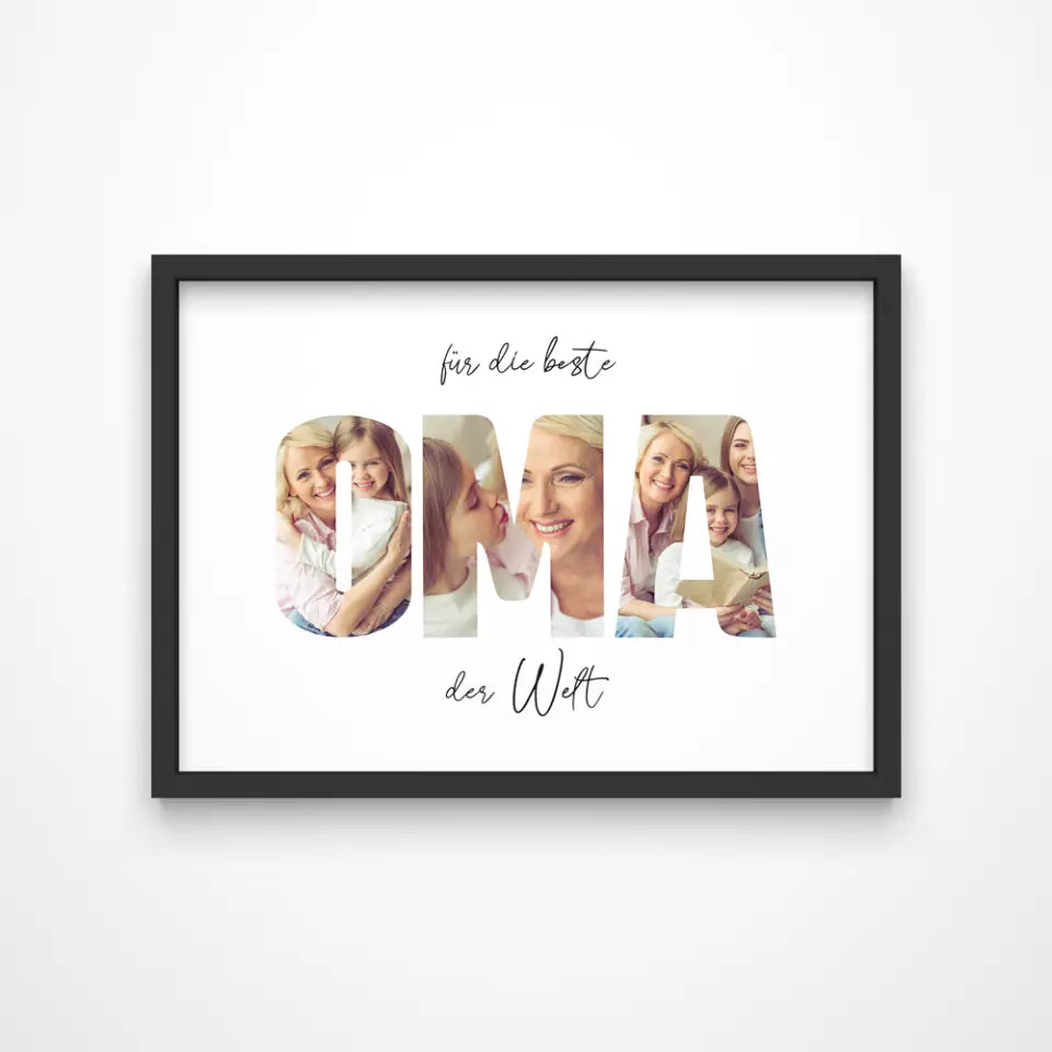 Fotogeschenk Oma personalisiert • Wandbild "Für die beste Oma der Welt" • Fotocollage mit eigenen Bildern • Geschenkidee