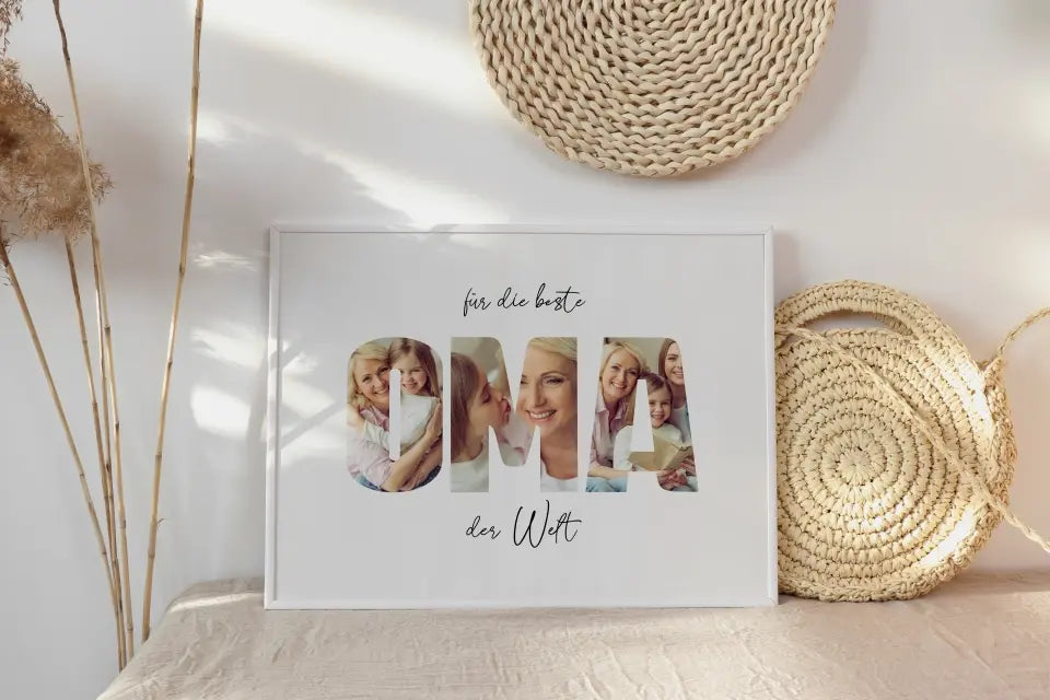 Fotogeschenk Oma personalisiert • Wandbild "Für die beste Oma der Welt" • Fotocollage mit eigenen Bildern • Geschenkidee