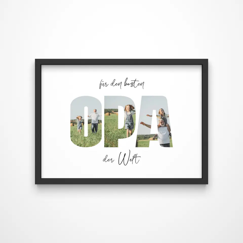 Fotogeschenk Opa personalisiert von lovely Art Wandbild Fotocollage als Poster ohne Rahmen, personalisiert mit Text