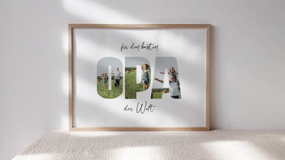 Fotogeschenk Opa personalisiert • Wandbild "Für den besten Opa der Welt" • Fotocollage mit eigenen Bildern • Geschenkidee