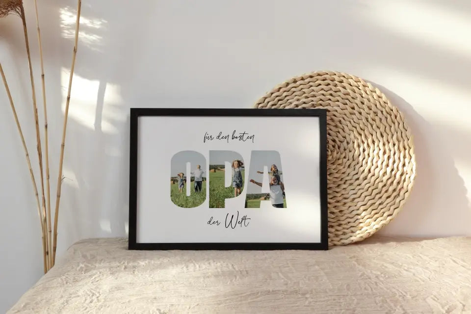 Fotogeschenk Opa personalisiert • Wandbild "Für den besten Opa der Welt" • Fotocollage mit eigenen Bildern • Geschenkidee
