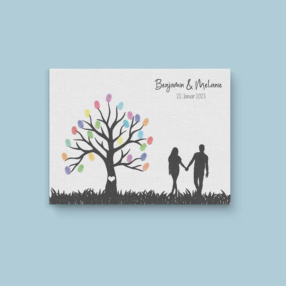 Personalisierter Fingerabdruck Baum Hochzeitsgästebuch Poster mit Brautpaar, lovely Art, Poster ohne Rahmen, Fingerabdruck Gästebuch