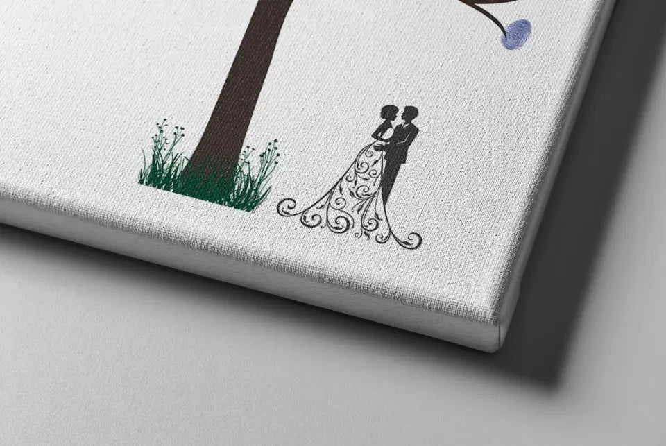 Fingerabdruck Baum Gästebuch zur Trauung • Personalisiertes Poster mit Namen & Datum • Erinnerung und Unterschriftenbaum