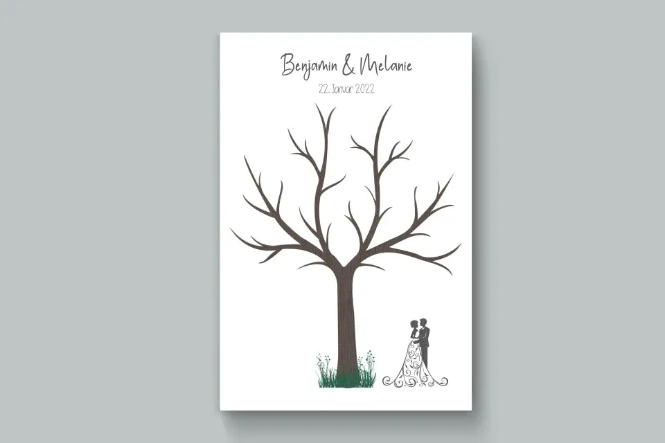 Fingerabdruck Baum Gästebuch zur Trauung • Personalisiertes Poster mit Namen & Datum • Erinnerung und Unterschriftenbaum