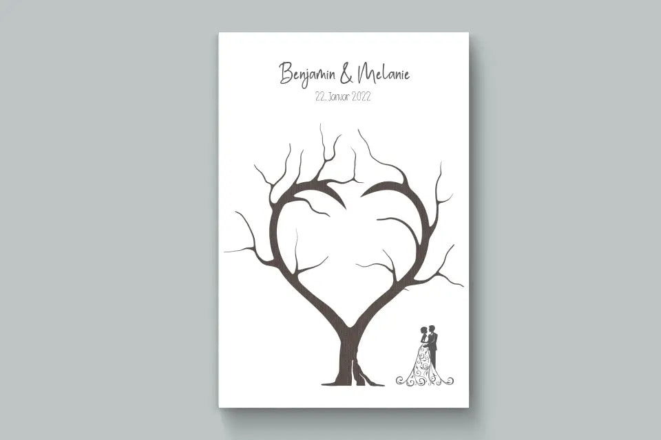 Fingerabdruck Herzbaum Hochzeit • Personalisiertes Gästebuch Poster mit Namen & Datum • Erinnerung an euren großen Tag