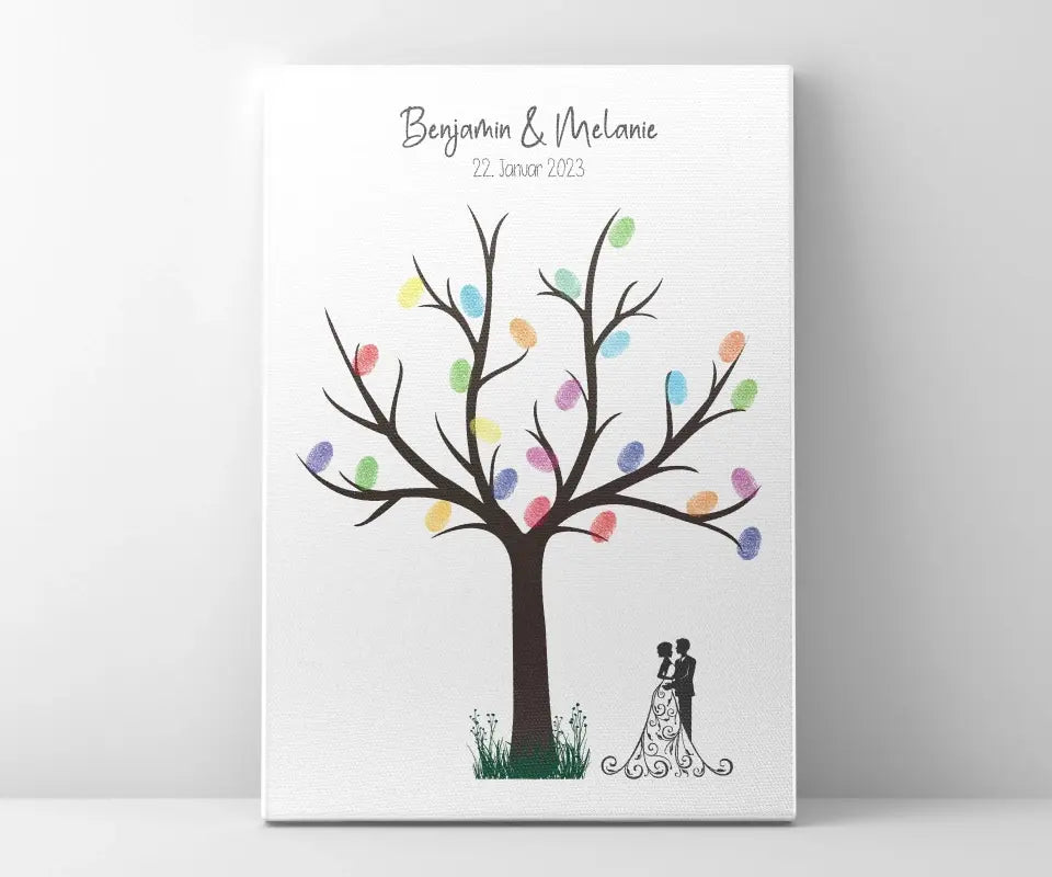 Fingerabdruck Baum Hochzeit • Personalisiertes Gästebuch Poster mit Vögeln, Namen & Datum • Erinnerung an euren besonderen Tag