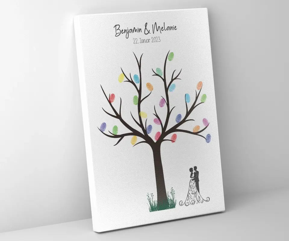 Fingerabdruck Baum Hochzeit • Personalisiertes Gästebuch Poster mit Vögeln, Namen & Datum • Erinnerung an euren besonderen Tag