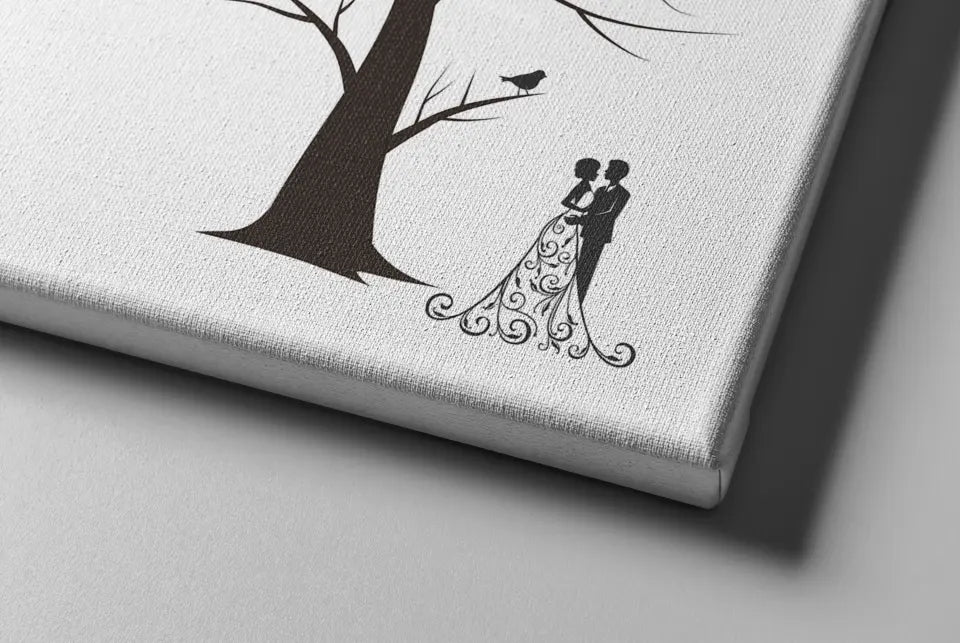 Fingerabdruck Baum Hochzeit • Personalisiertes Gästebuch Poster mit Vögeln, Namen & Datum • Erinnerung an euren besonderen Tag